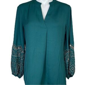 NWT Chico's Embellished Sleeve Blouse  Beaded Sleeve Too - Color Jasper